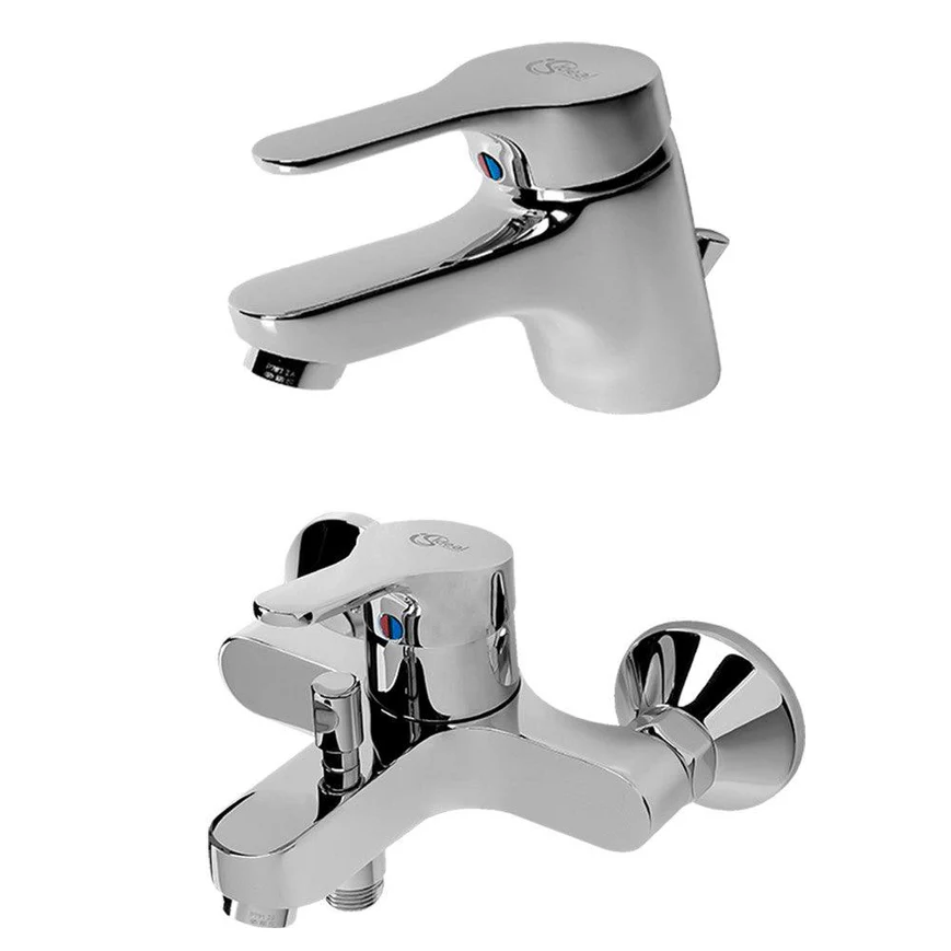 طقم خلاط 2 قطعة ايديال استاندرد سليم لاين كروم خلاط حوض B 8577 AA وخلاط بانيو B 8587 AA
