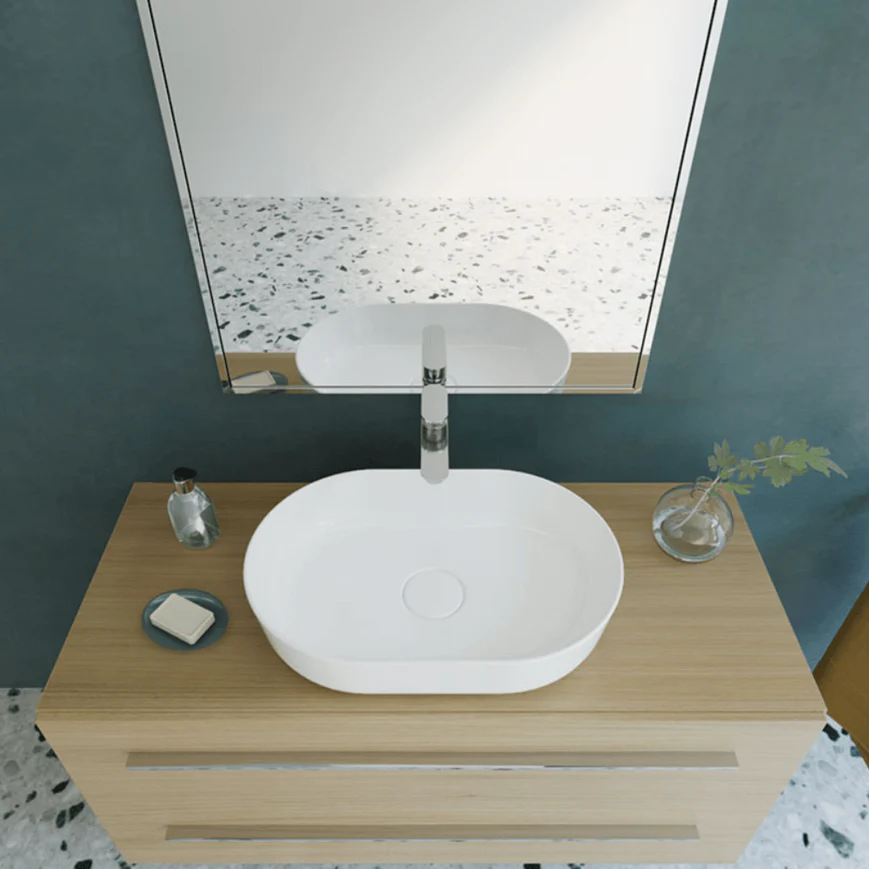  حوض تايتن فوق الرخامة / فوق سطح أفقى بدون فايظ وبدون فتحة للخلاط مقاس 48 سم من ساني بيور
