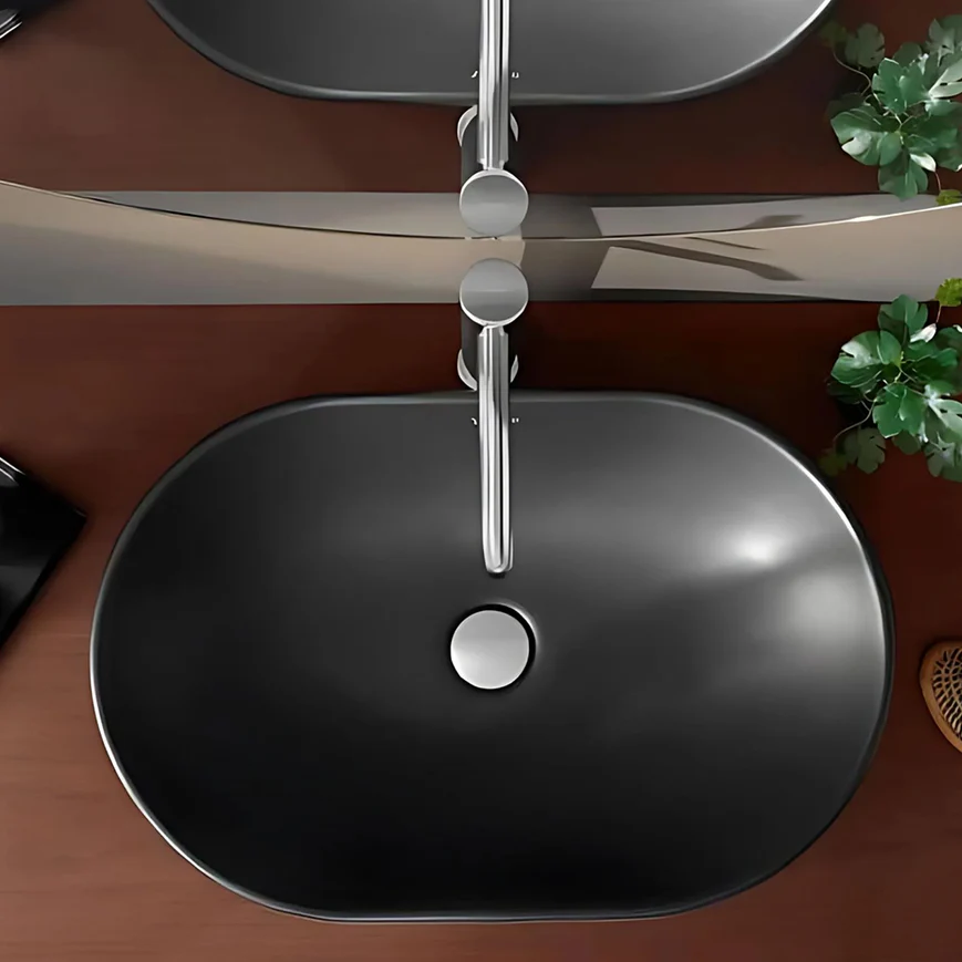 حوض فوق الرخامة ديورافيت دي نيو اسود مط 60 سم
