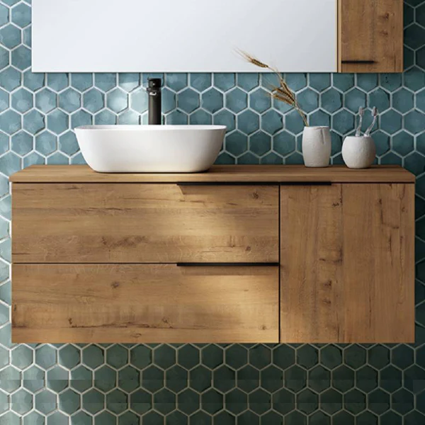 وحدة حوض فيرونا ديو ٨٠ سم مثبتة على الحائط مع باب وسطح عمل - أوستيبو أوك