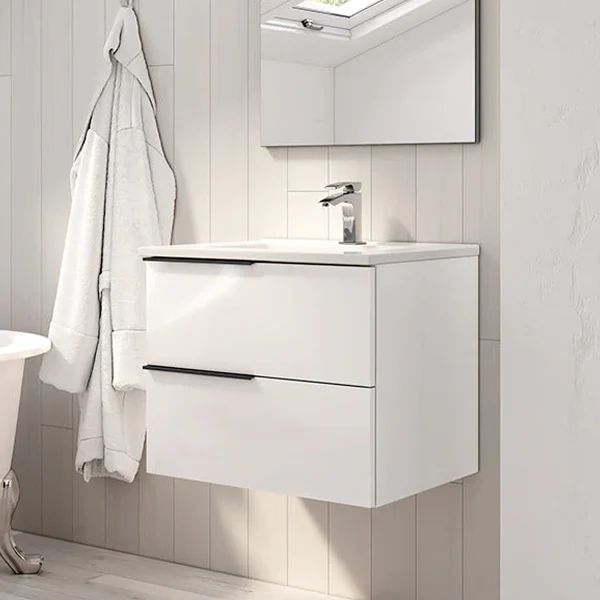 وحدة حوض سلتيك معلقة على الحائط، مقاس 60 سم، لون أبيض لامع